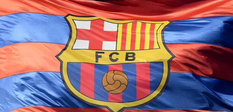 FC Barcelona flag with blue and red stripes