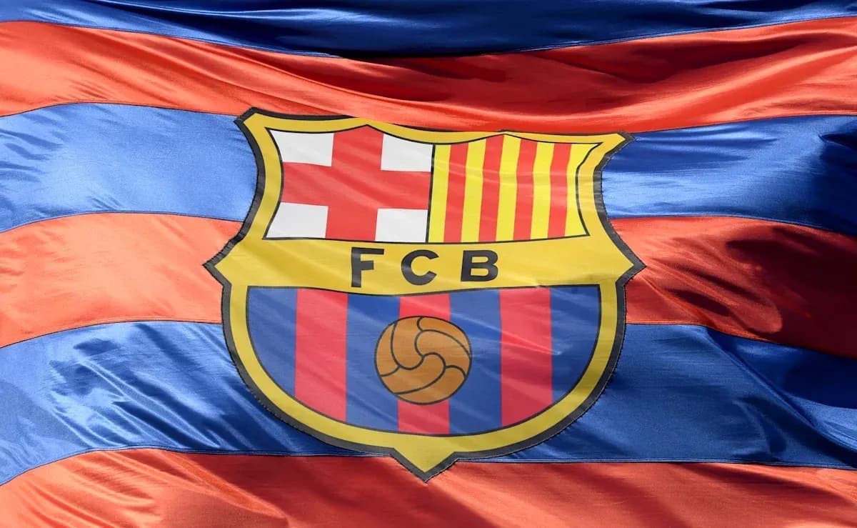 FC Barcelona flag with blue and red stripes