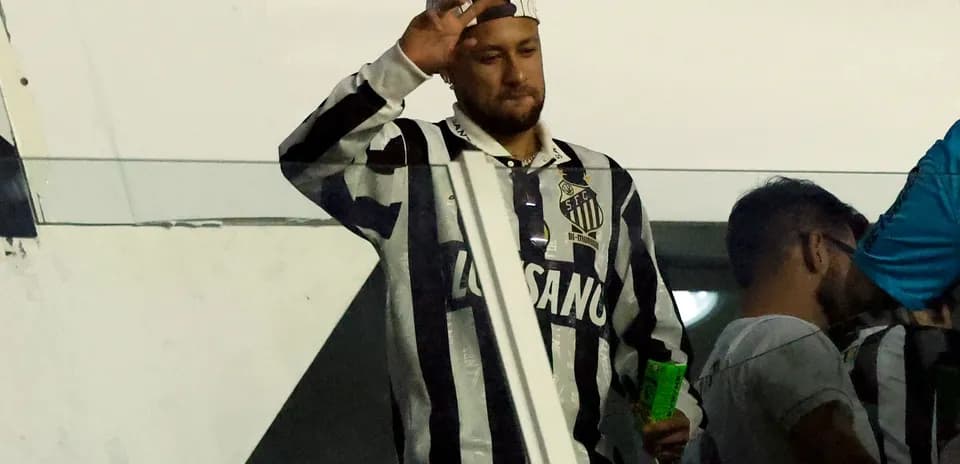 Fan waving in Santos FC jersey at stadium