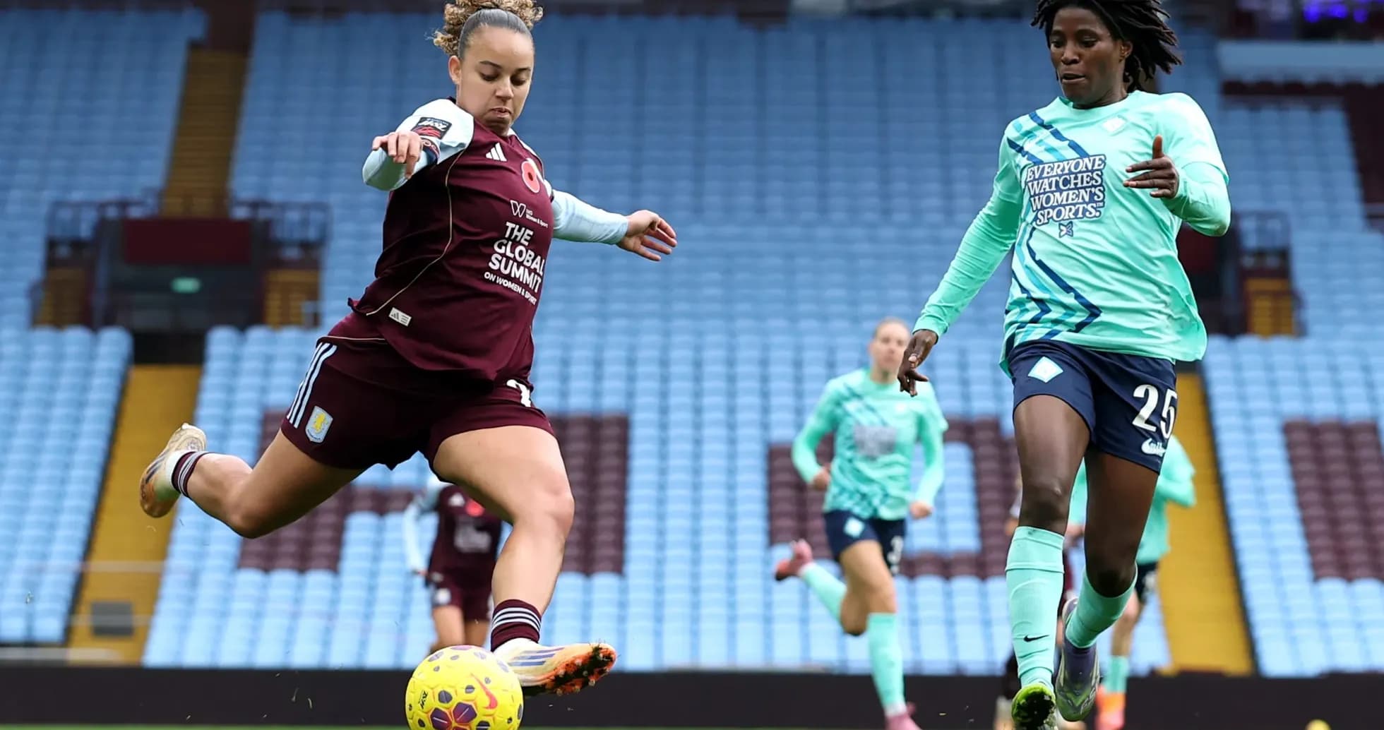 Player kicking the ball during match