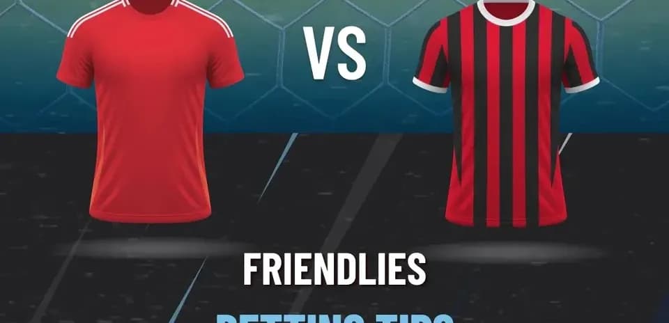 Red and black soccer jerseys displayed for friendly match