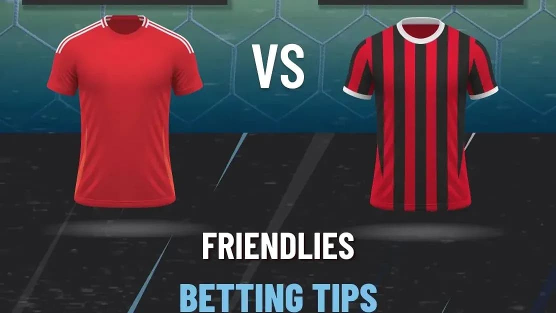 Red and black soccer jerseys displayed for friendly match