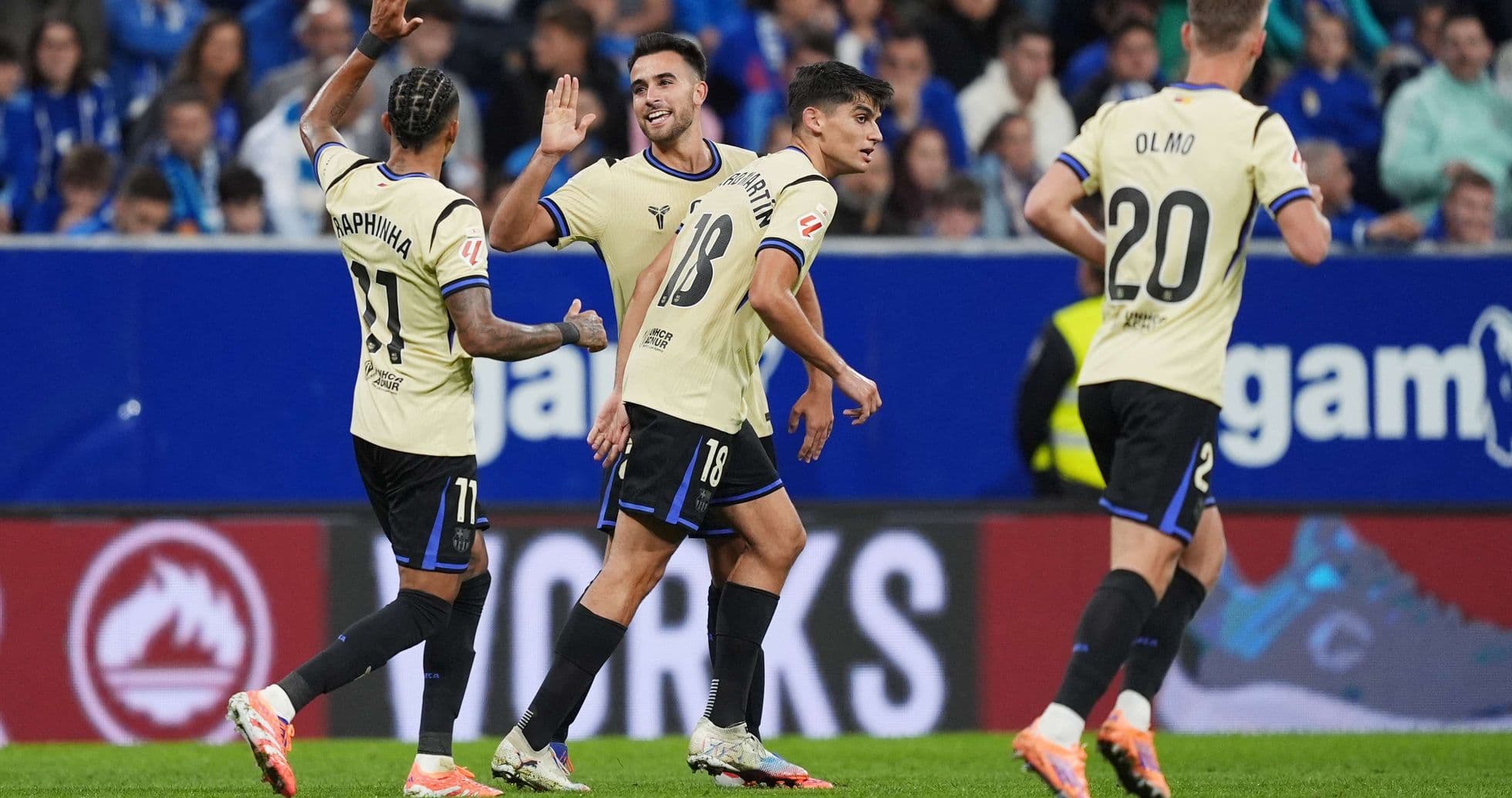 Players celebrating during Oviedo vs Alaves match