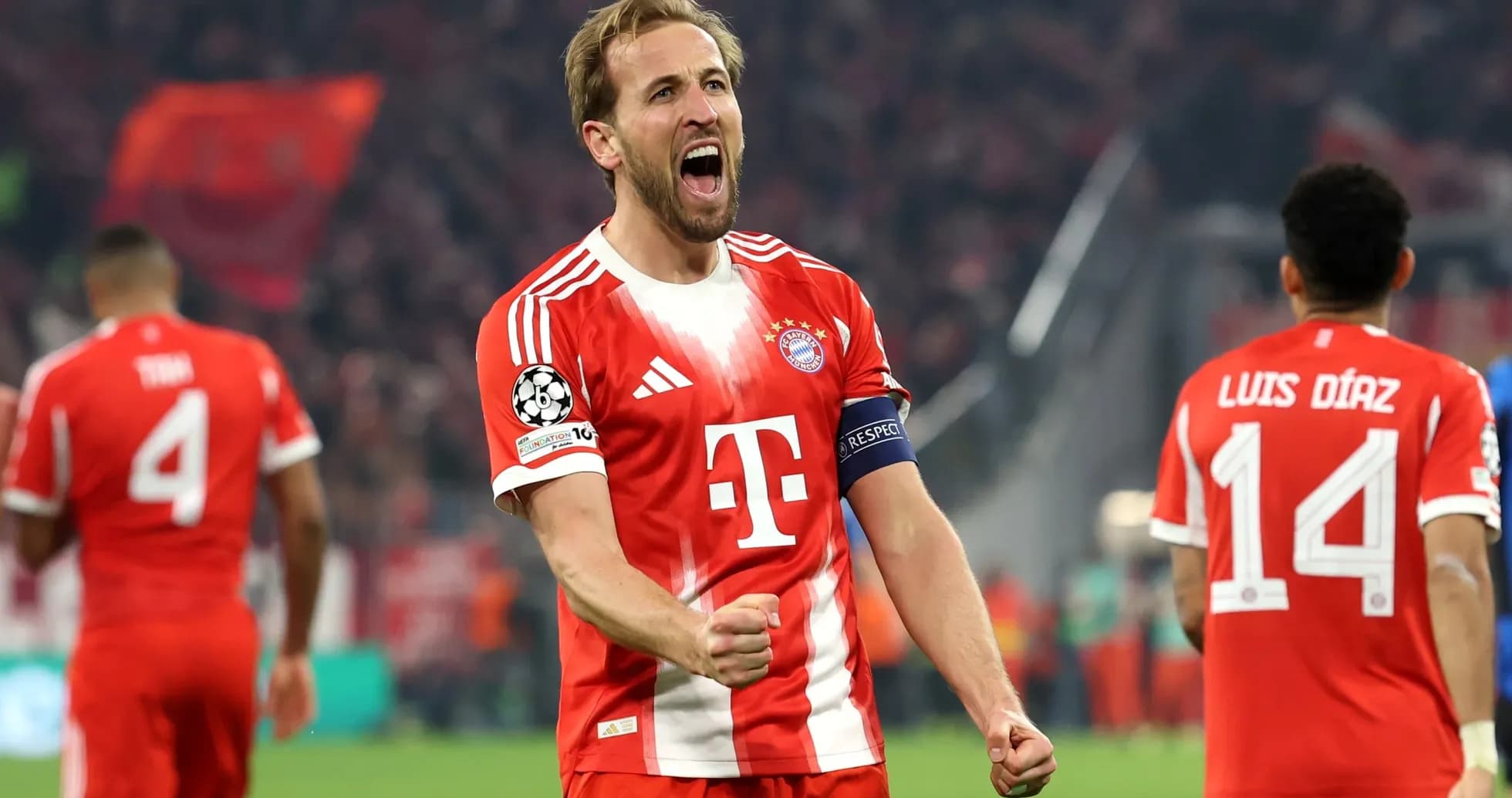 Harry Kane celebrating during UEFA Champions League match