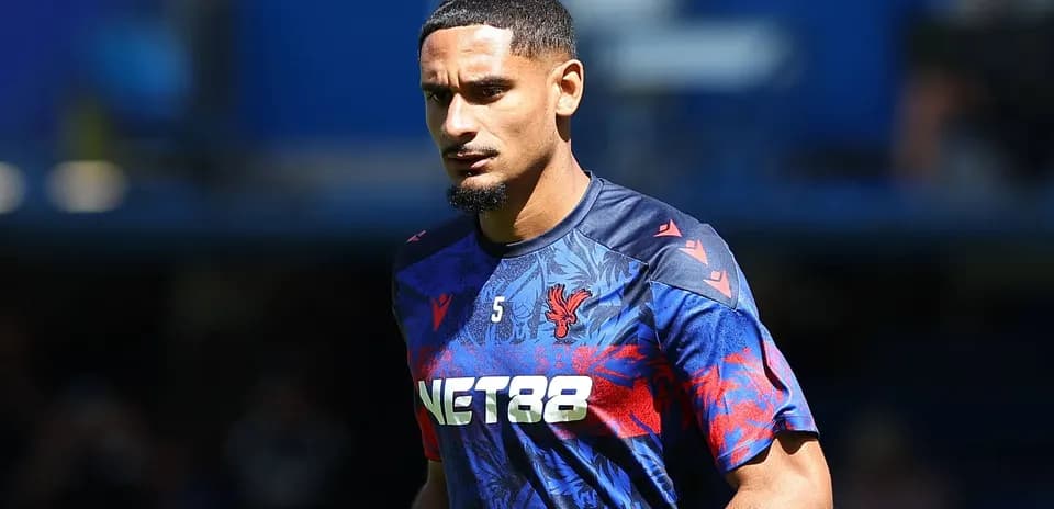 Player wearing Crystal Palace training kit on field
