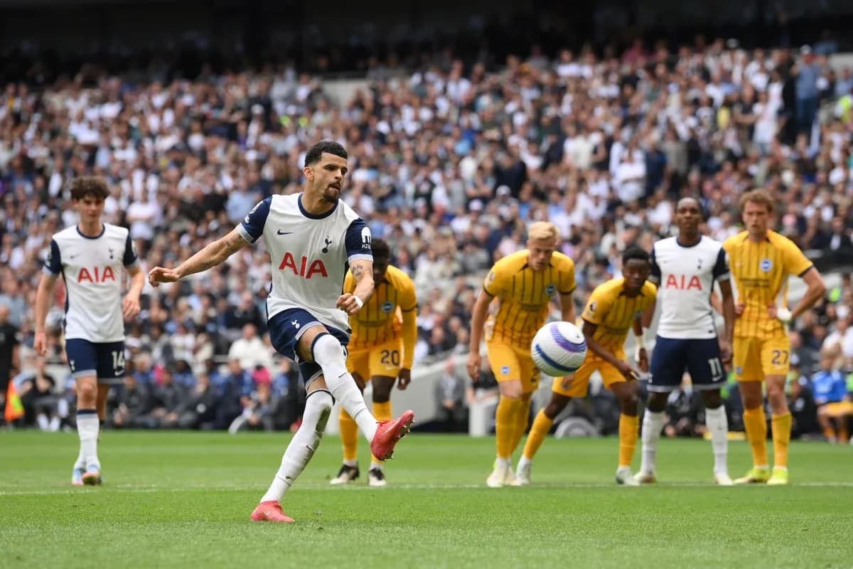 Tottenham player taking a penalty kick