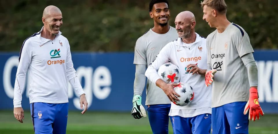 France team members during training session with footballs