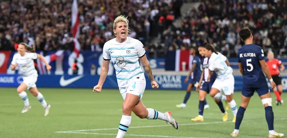 Millie Bright in action against PSG.