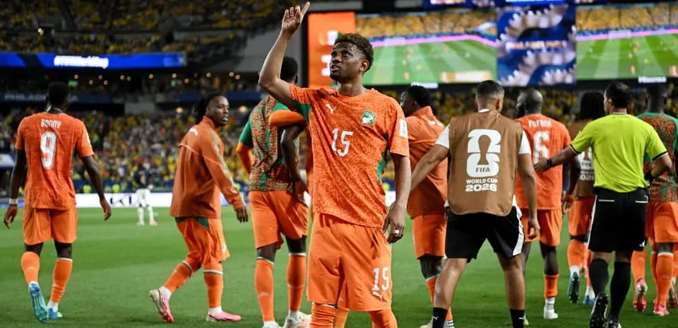 Ivorian player celebrating after scoring a goal