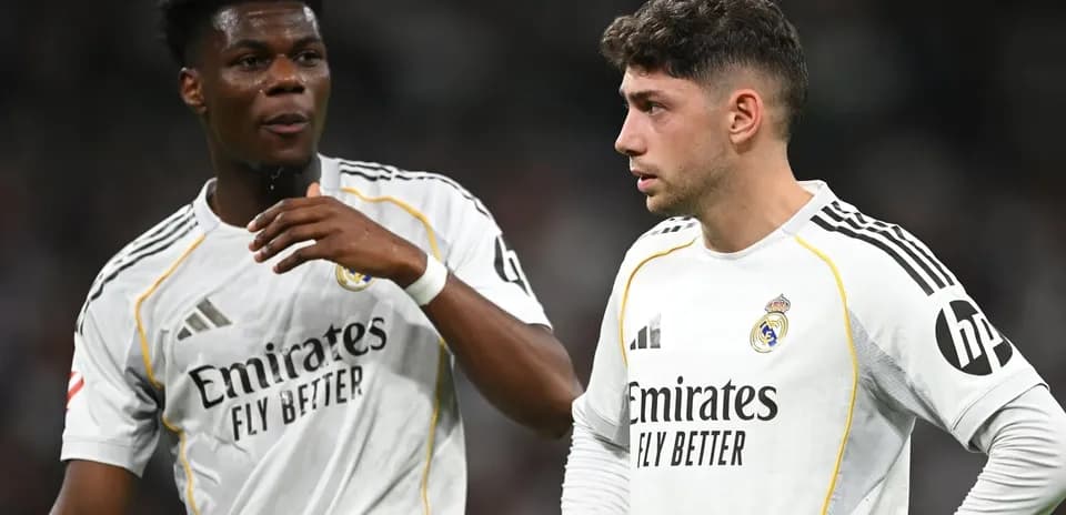 Two Real Madrid players discussing during match