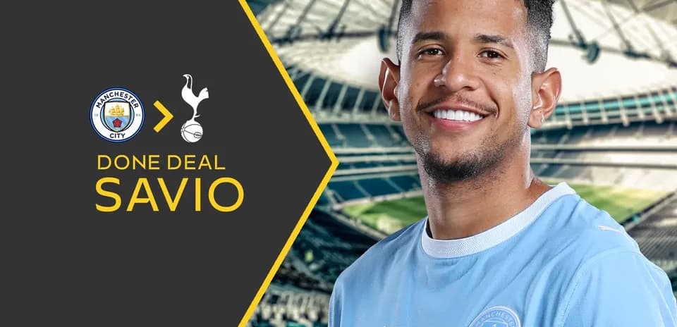 Savio in Manchester City kit, transfer announcement