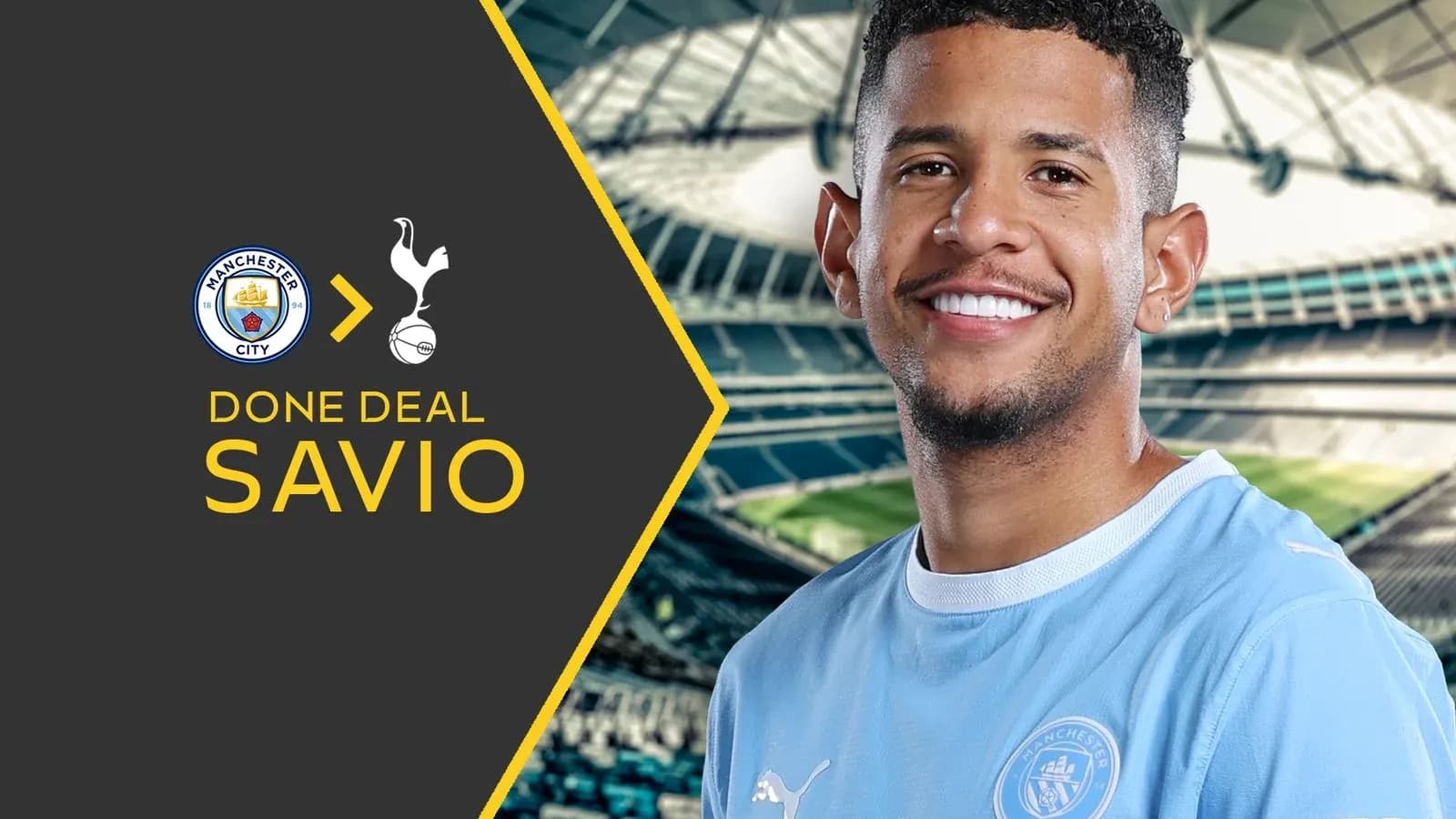 Savio in Manchester City kit, transfer announcement