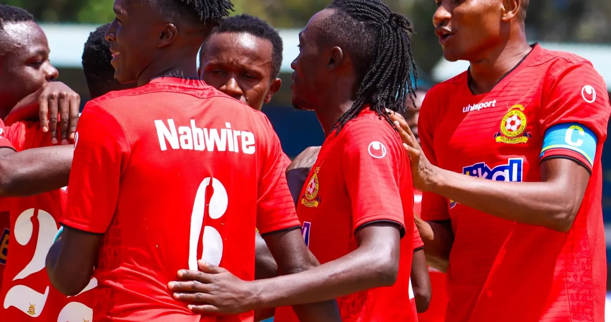 Players celebrating during FKF Premier League match