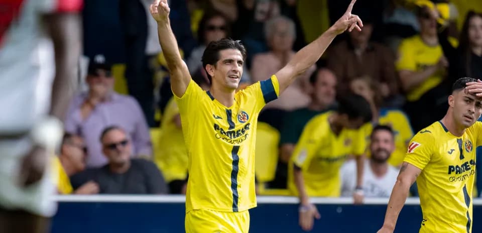 Villarreal player celebrating goal during match