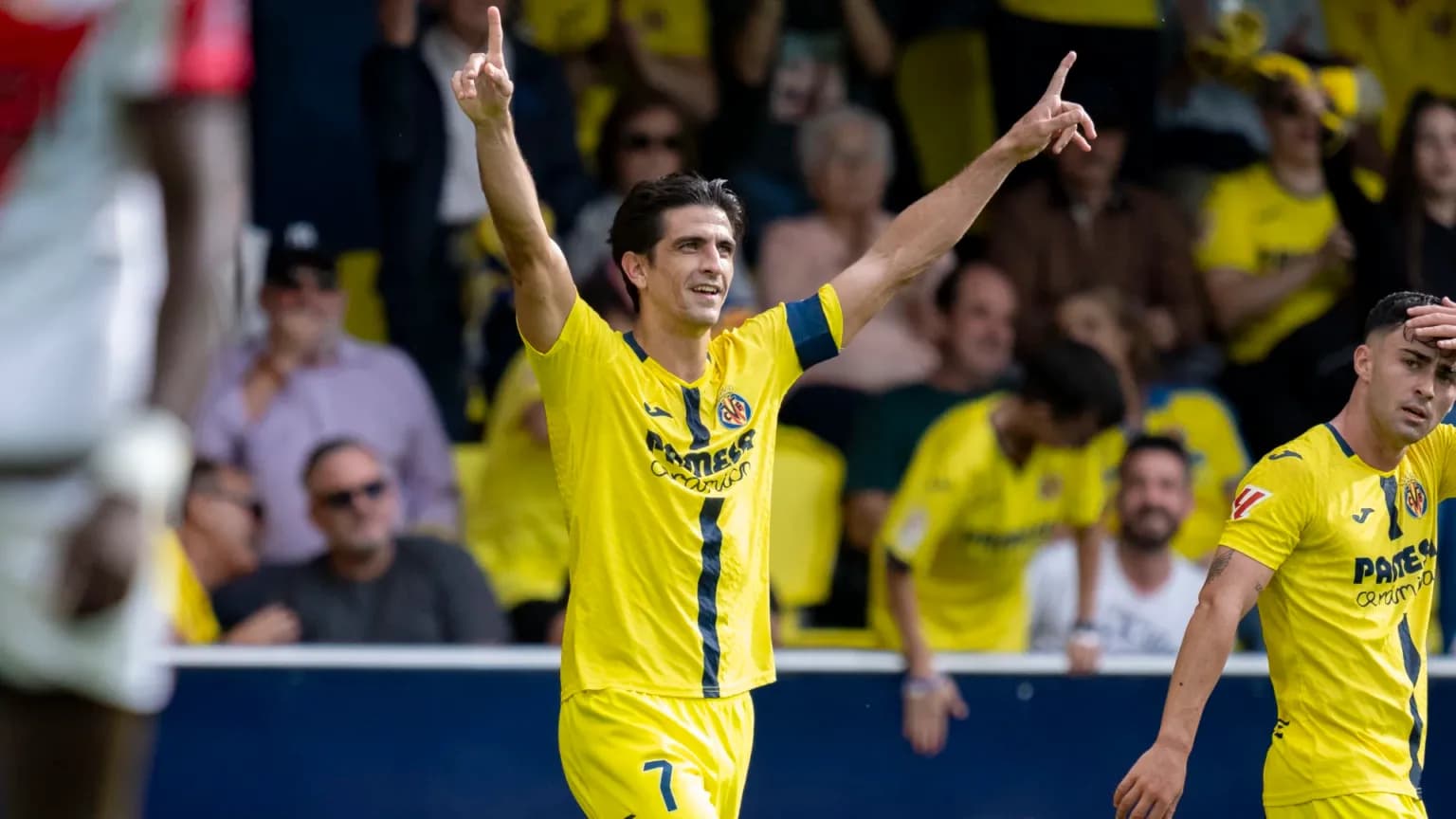 Villarreal player celebrating goal during match