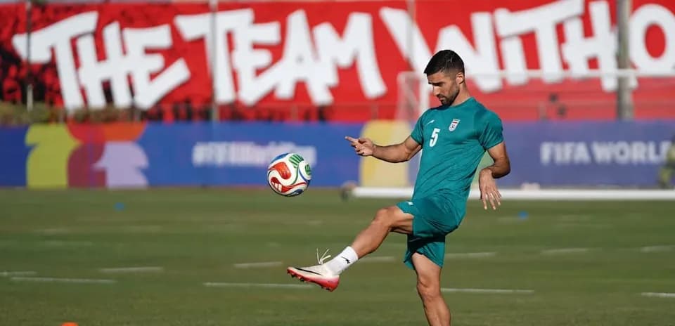 Iran player practicing during World Cup training session