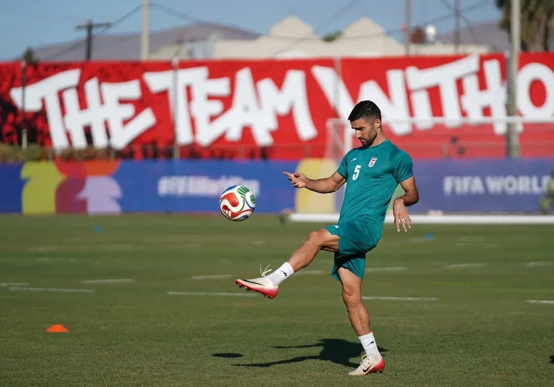 Iran player practicing during World Cup training session