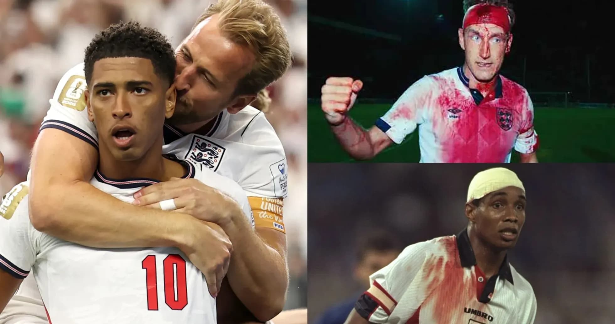 Collage of England players in various match situations