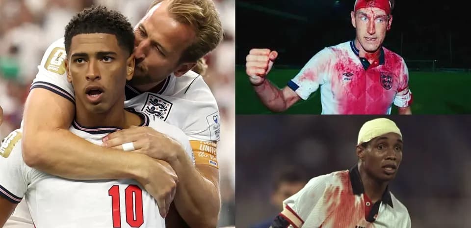 Collage of England players in various match situations
