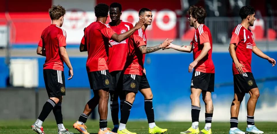 Atlanta United FC players celebrating in training