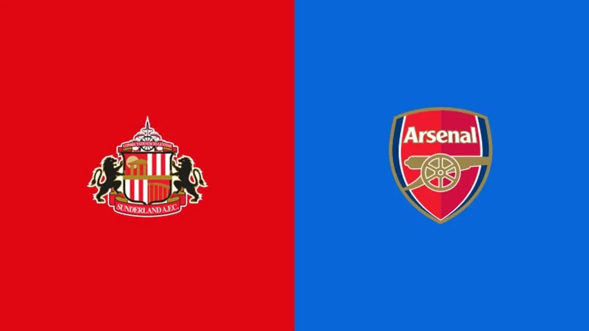 Logos of Sunderland A.F.C. and Arsenal on backgrounds