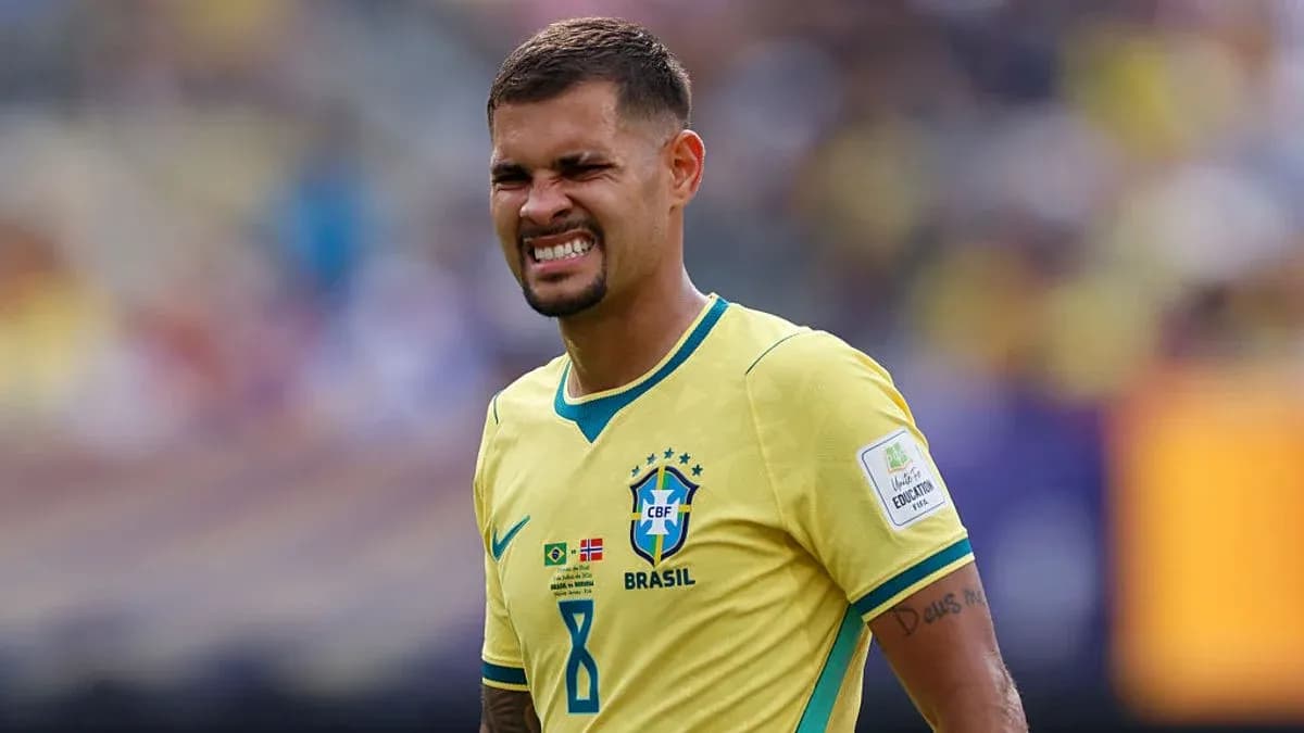 Player wearing Brazil jersey during match action