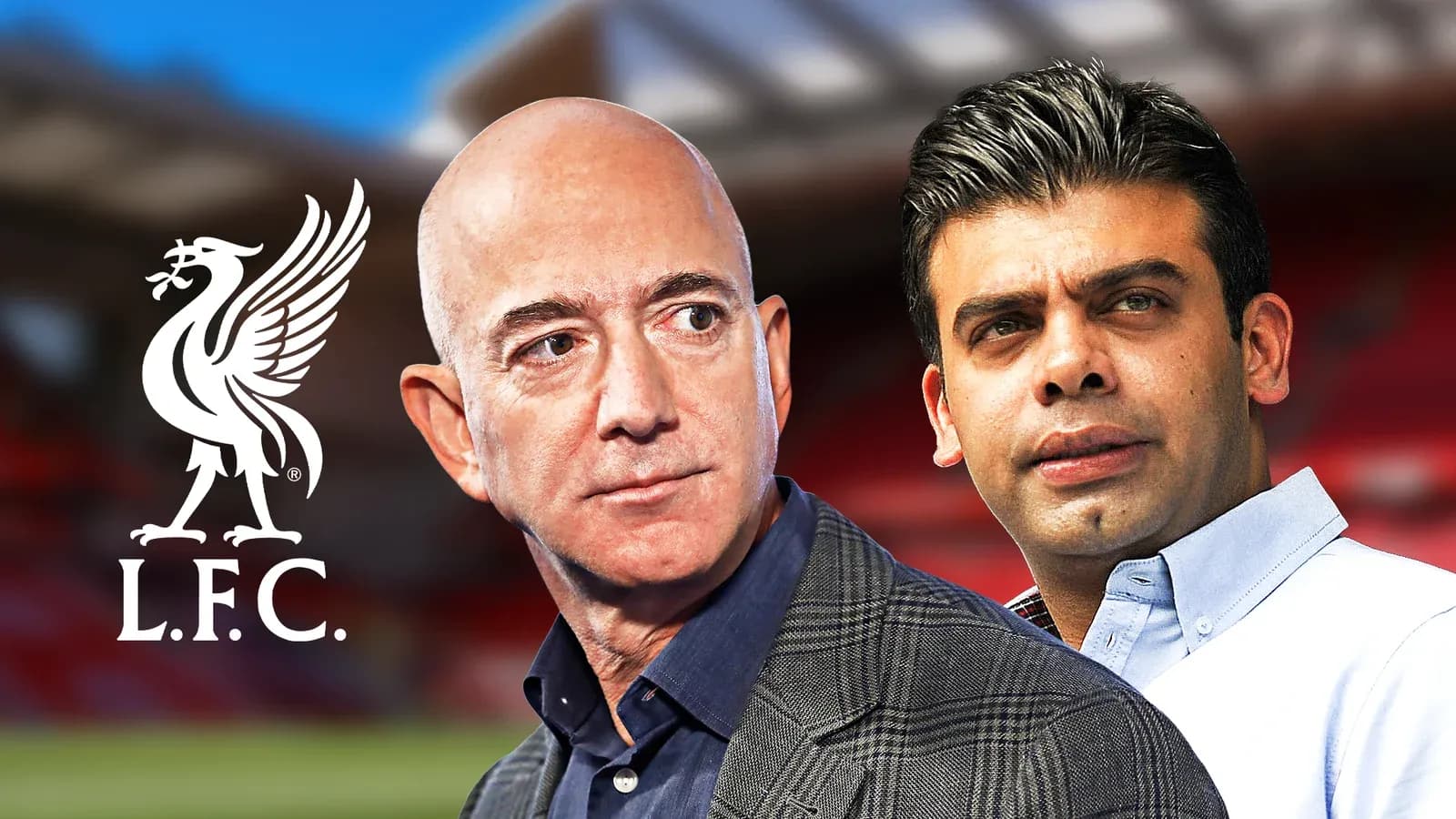 Two men with Liverpool FC logo in background
