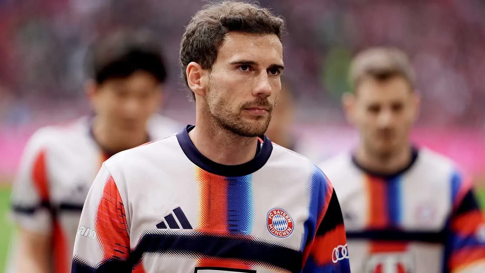 Bayern Munich players walking onto the pitch