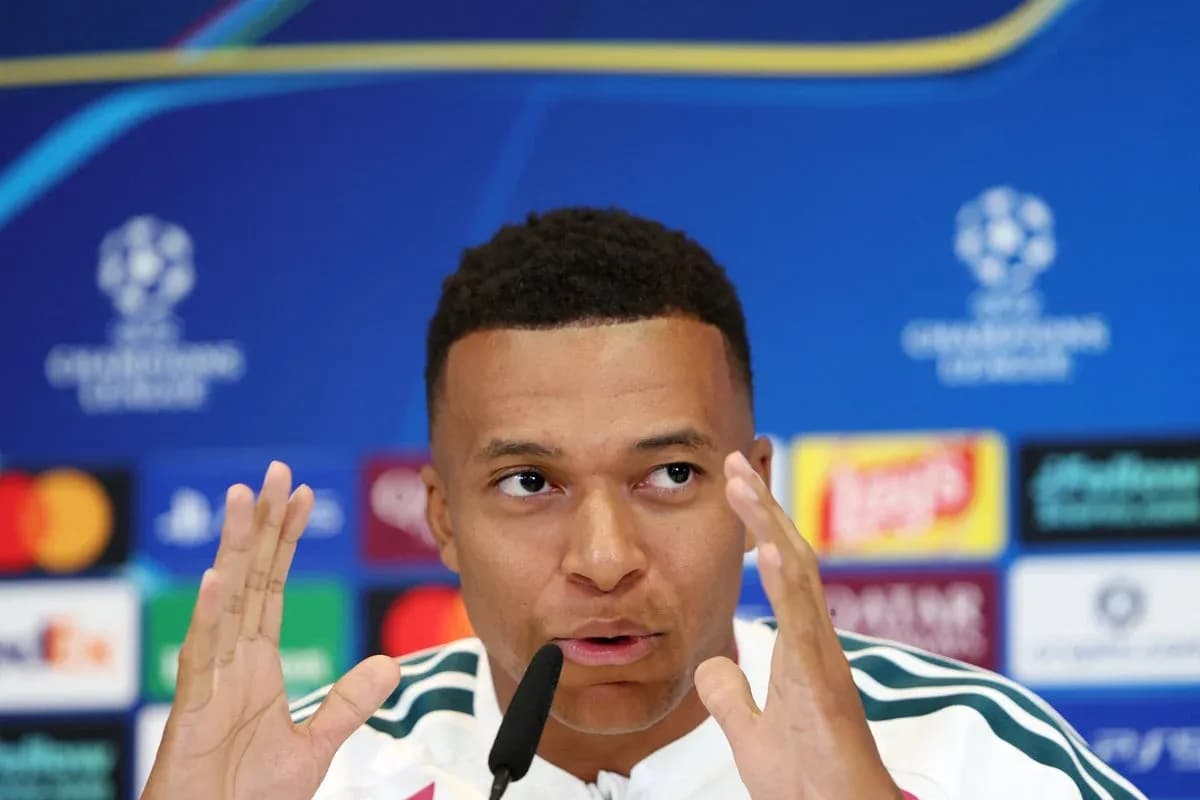 Player speaking at UEFA Champions League press conference