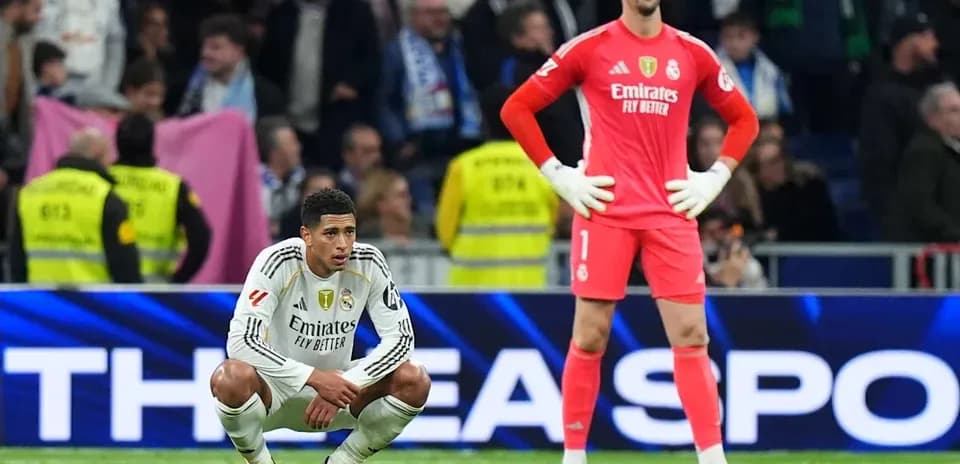 Real Madrid players reacting during a tense moment