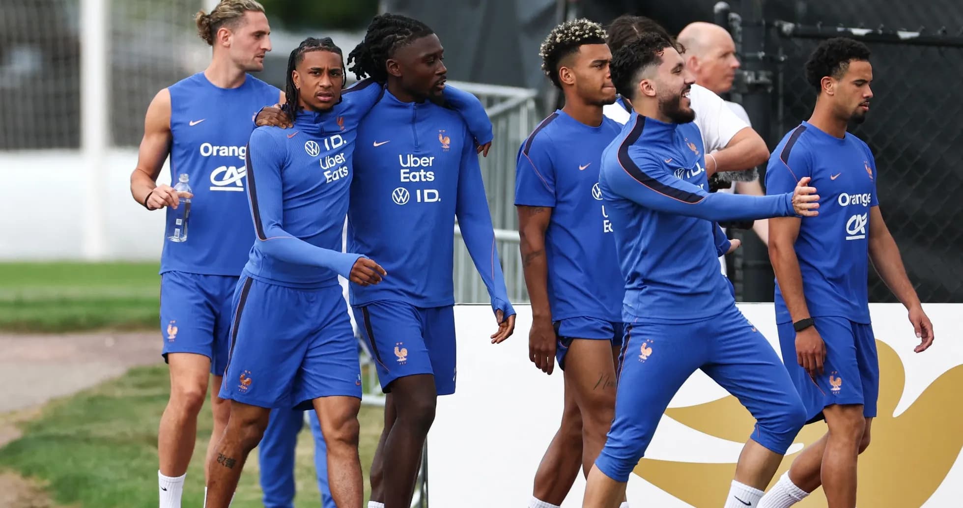 French football team players walking during training session