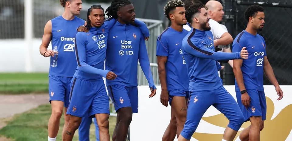 French football team players walking during training session