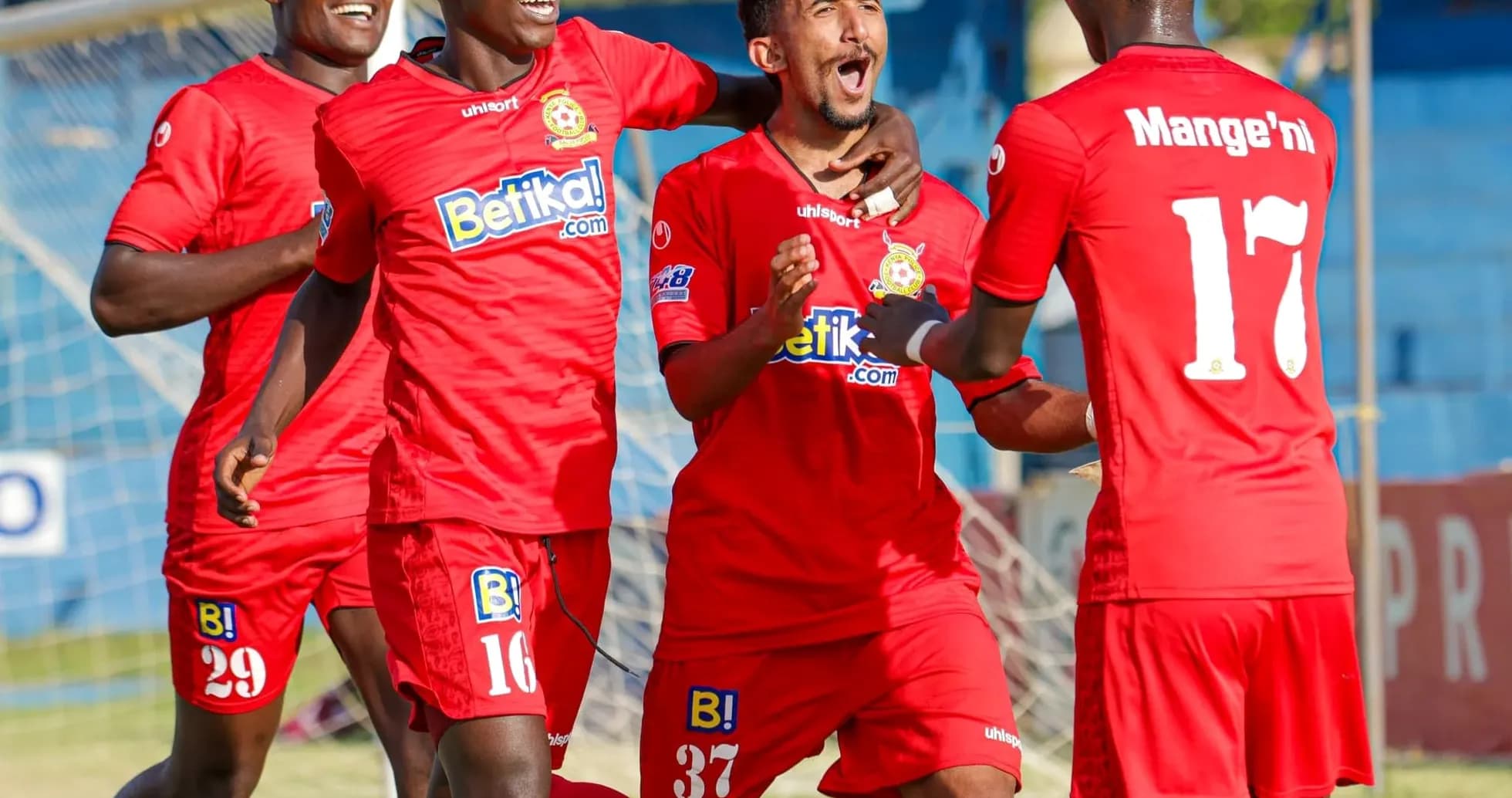 Players celebrating a goal during Sofapaka match