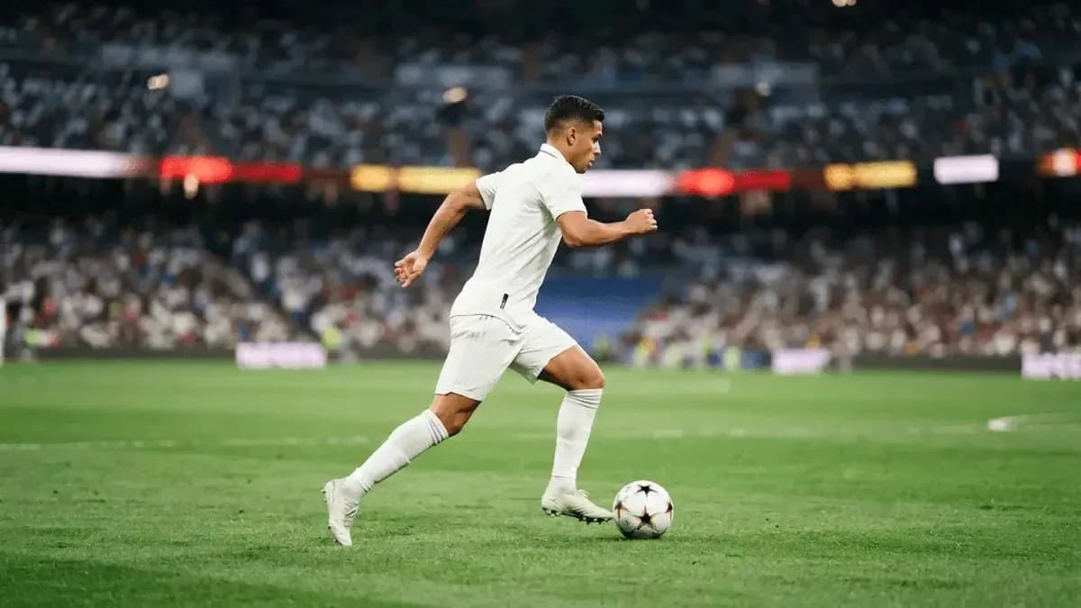 Player running with ball during a football match