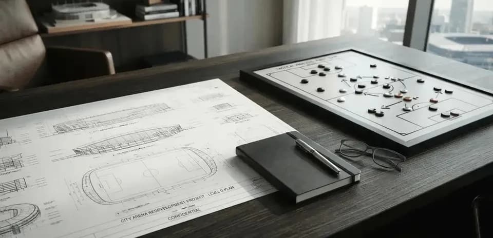Tactical board and plans on desk in office