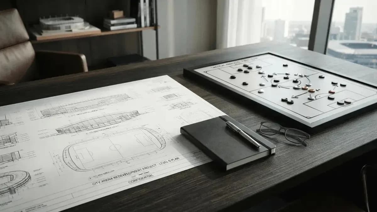 Tactical board and plans on desk in office