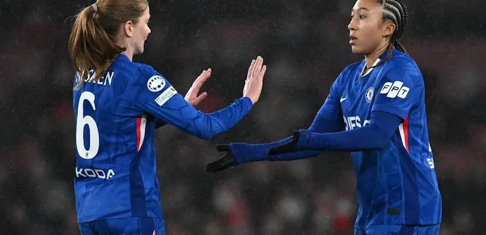 Chelsea players celebrating during a match