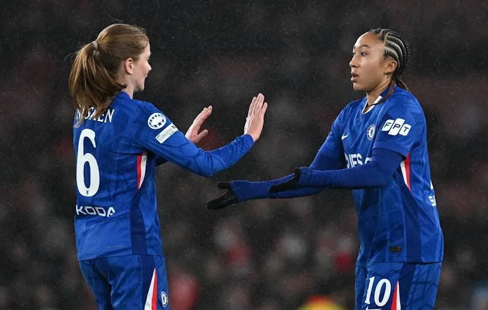 Chelsea players celebrating during a match