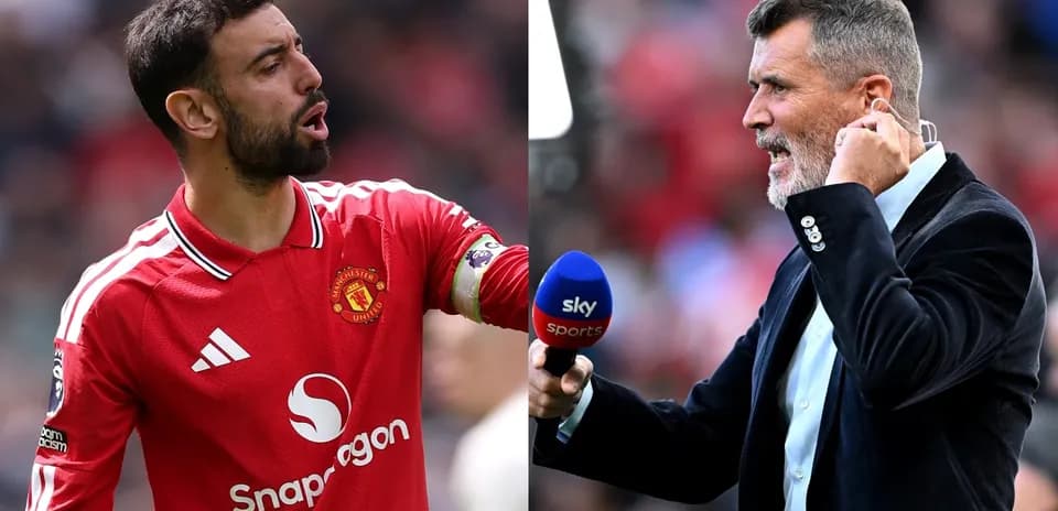 Bruno Fernandes and Roy Keane at a match