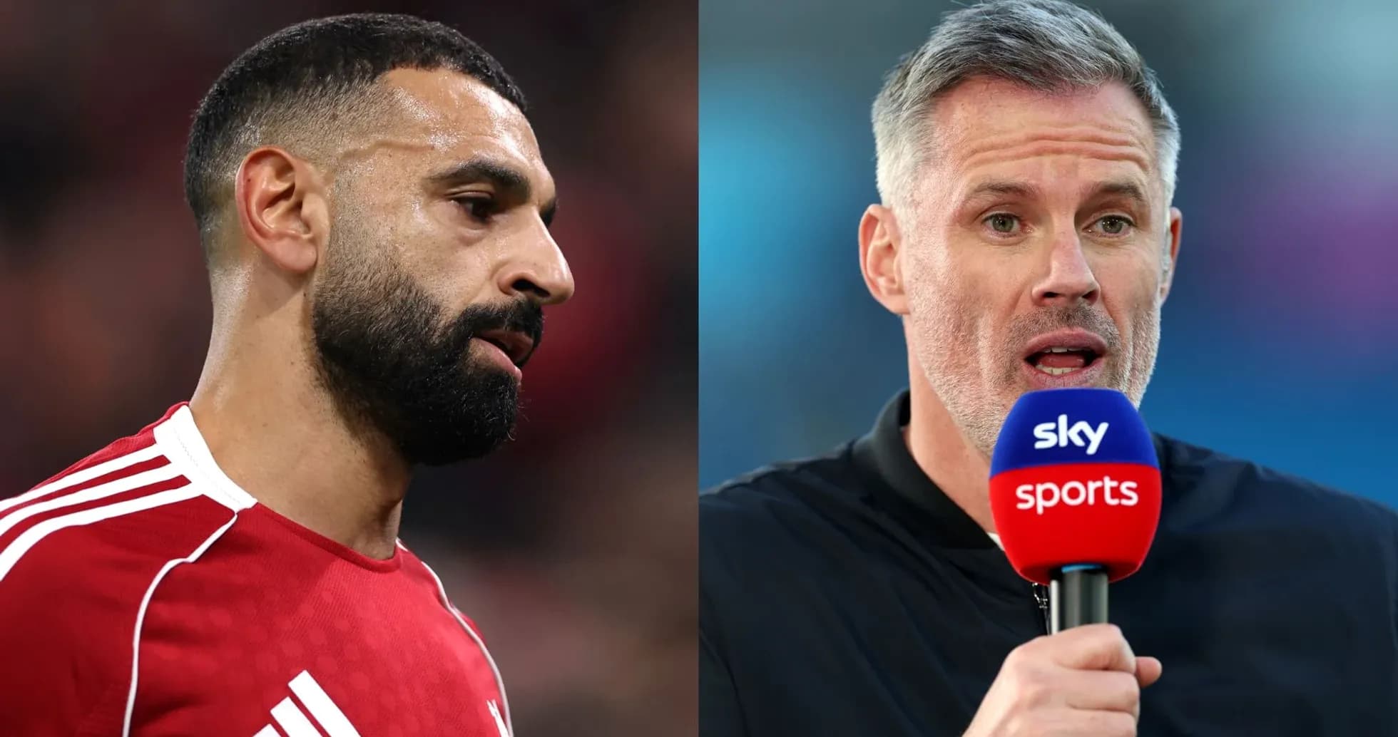 Mohamed Salah and Jamie Carragher during broadcast