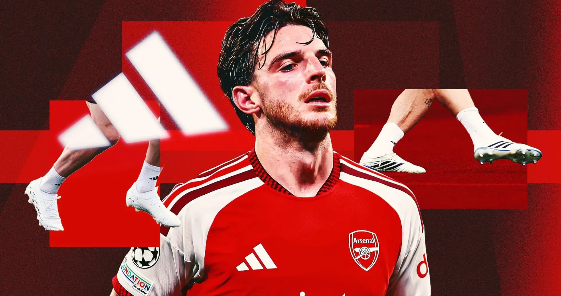 Arsenal player in red kit with football boots