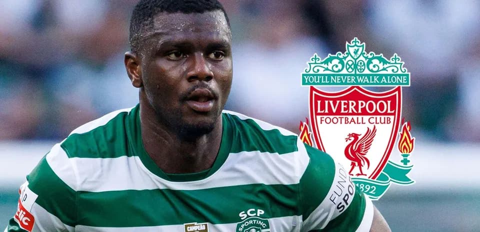 Player in Sporting CP jersey with Liverpool logo