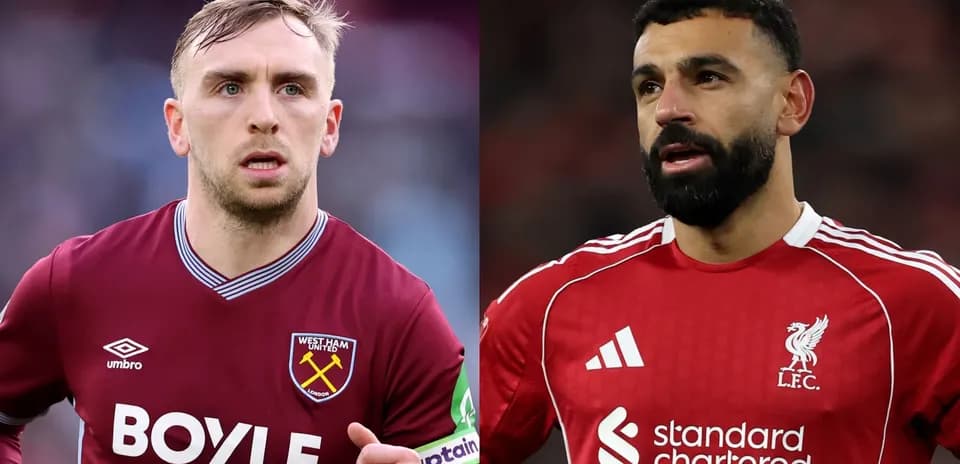 West Ham and Liverpool players in team jerseys