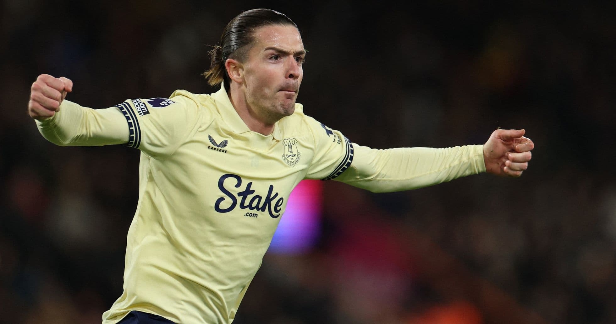 Jack Grealish scores for Everton against Bournemouth.