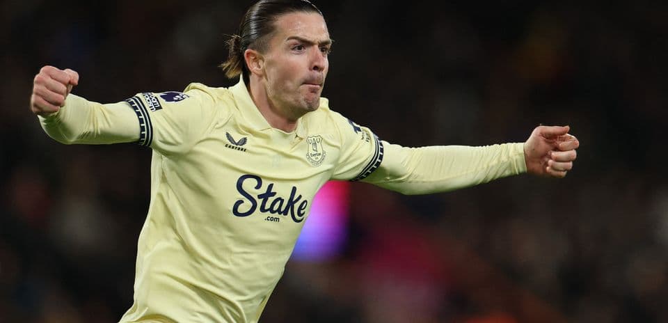 Jack Grealish scores for Everton against Bournemouth.