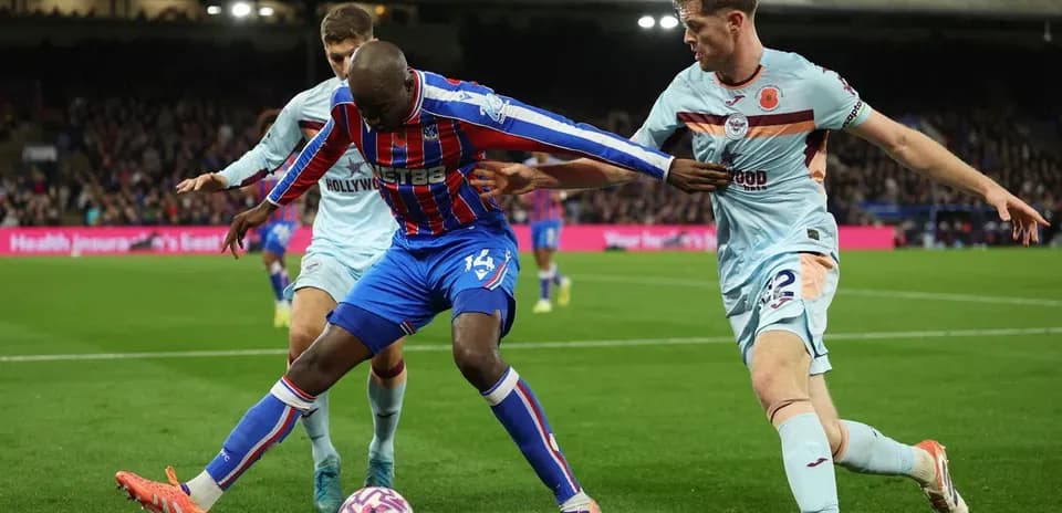 Crystal Palace player in action against Brentford