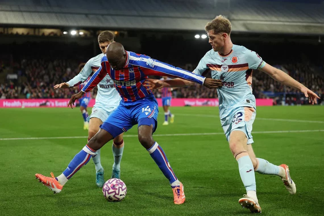 Crystal Palace player in action against Brentford