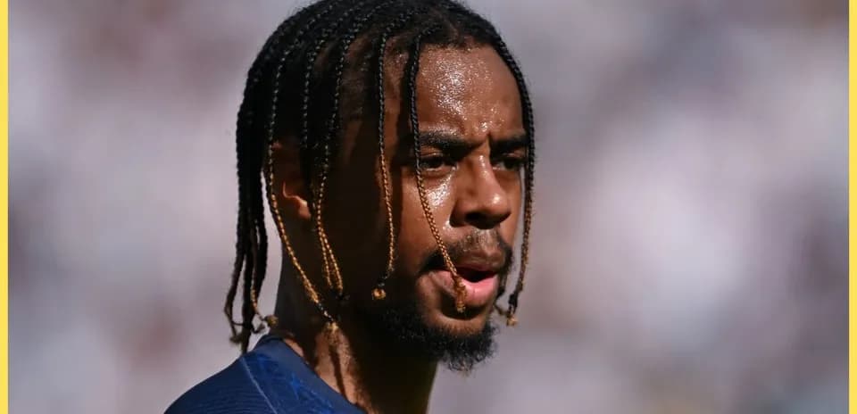 Player looking focused during warm-up on field