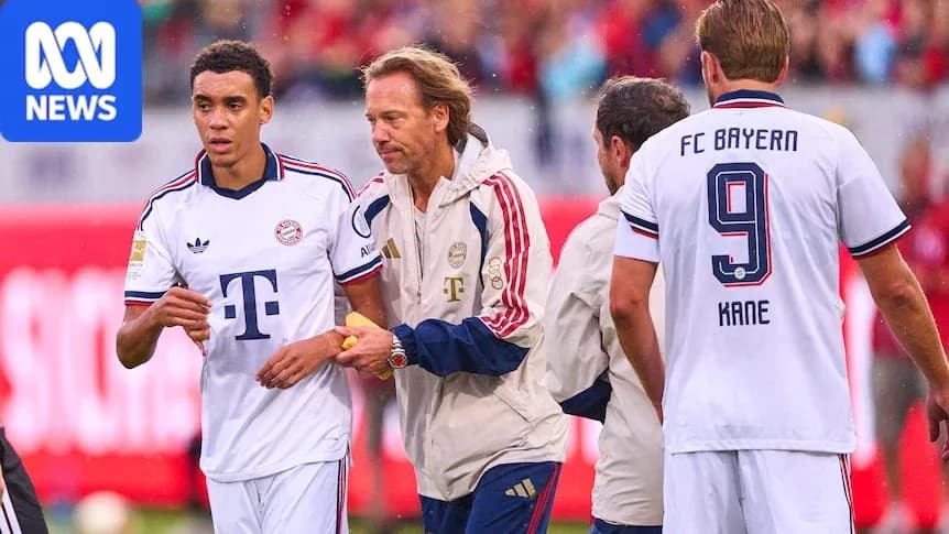Bayern Munich players during a match substitution