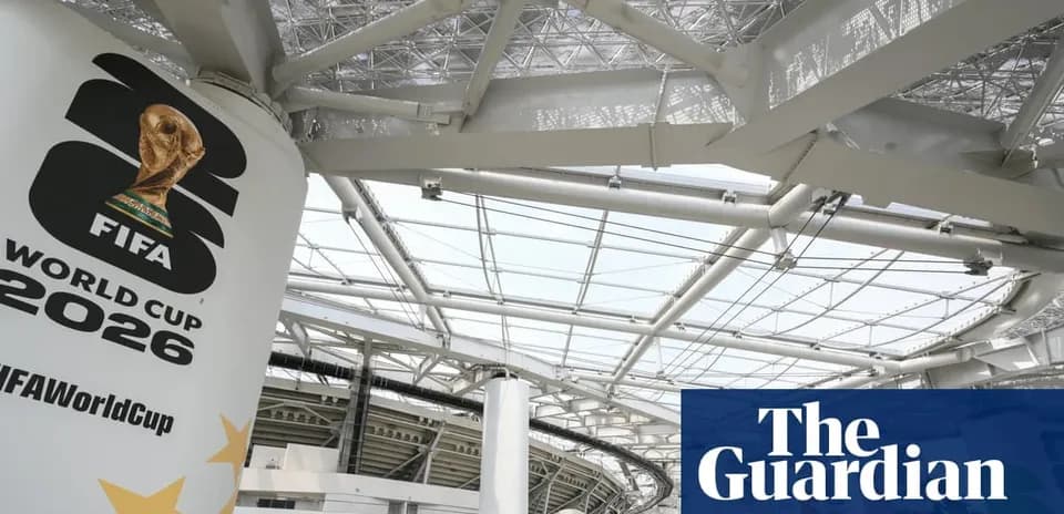 FIFA World Cup 2026 logo at stadium structure